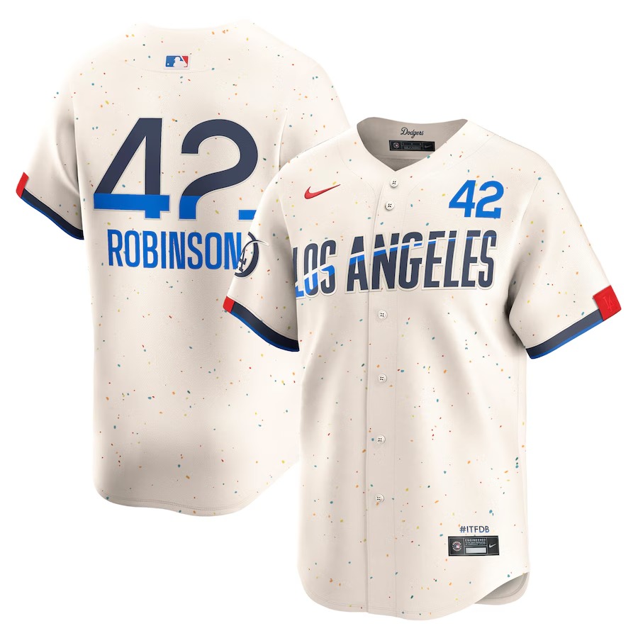Men's Los Angeles Dodgers Jackie Robinson Nike Cream City Connect Limited Player Jersey