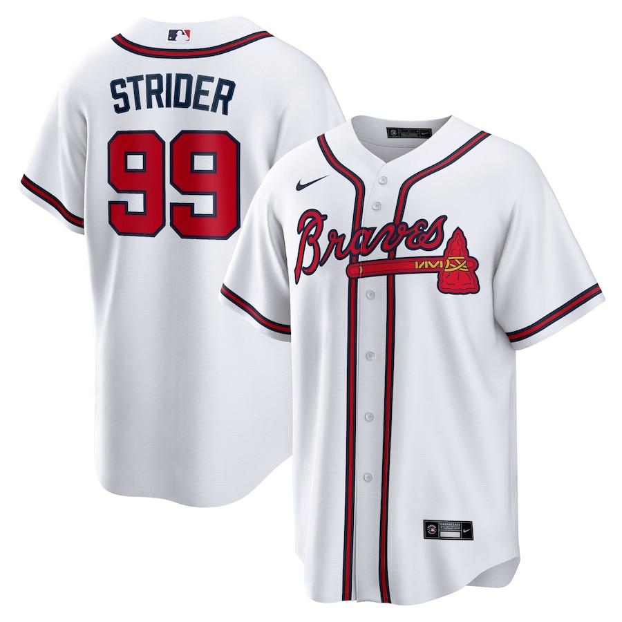 Youth Atlanta Braves Spencer Strider Nike White Home Replica Jersey