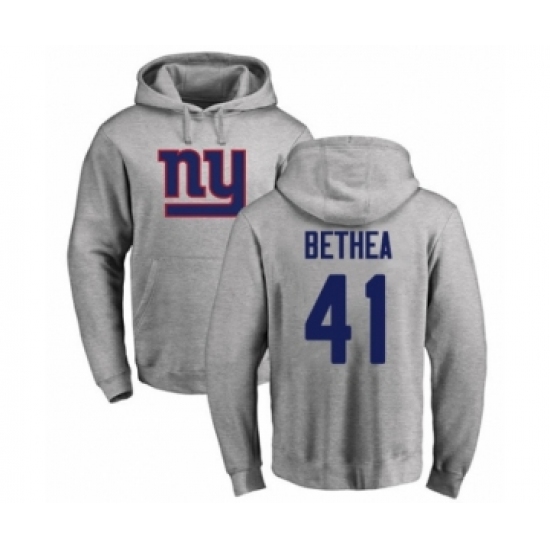 Football New York Giants #41 Antoine Bethea Ash Name & Number Logo Pullover Hoodie