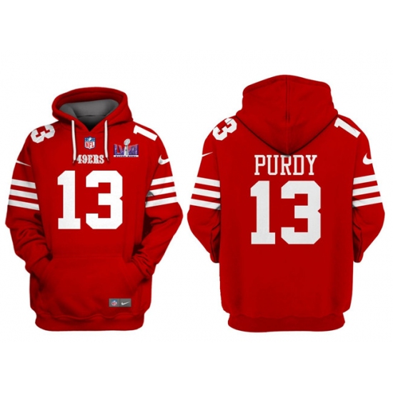 Men's San Francisco 49ers #13 Brock Purdy Red Super Bowl LVIII Alternate Pullover Hoodie