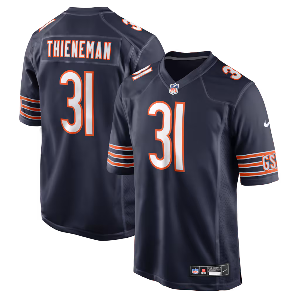 Men's Chicago Bears Dillon Thieneman Nike Navy 2026 NFL Draft First Round Pick No. 25 Team  Jersey