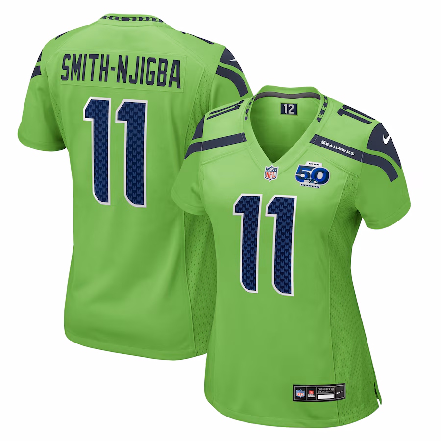Women's Seattle Seahawks Jaxon Smith-Njigba Nike Neon Green Alternate 50th Season Game Jersey