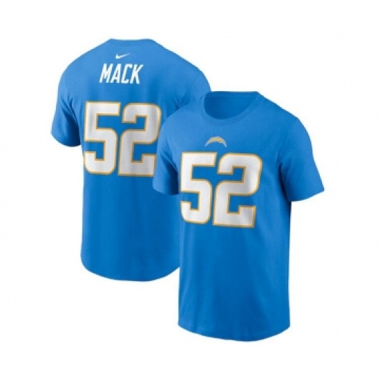 Men's Los Angeles Chargers #52 Khalil Mack 2022 Blue Name & Number T-Shirt
