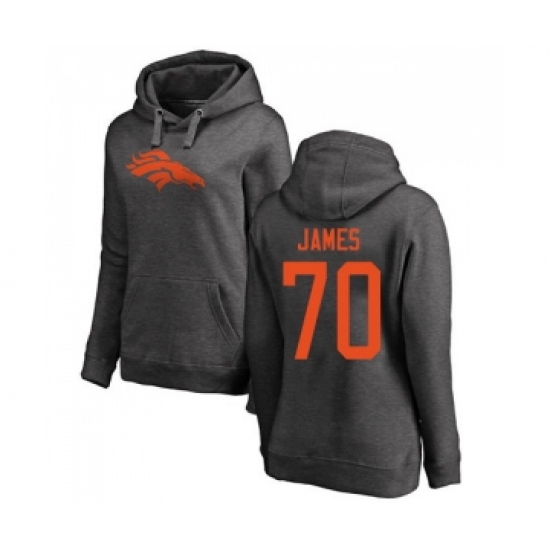 Football Women's Denver Broncos #70 Ja'Wuan James Ash One Color Pullover Hoodie