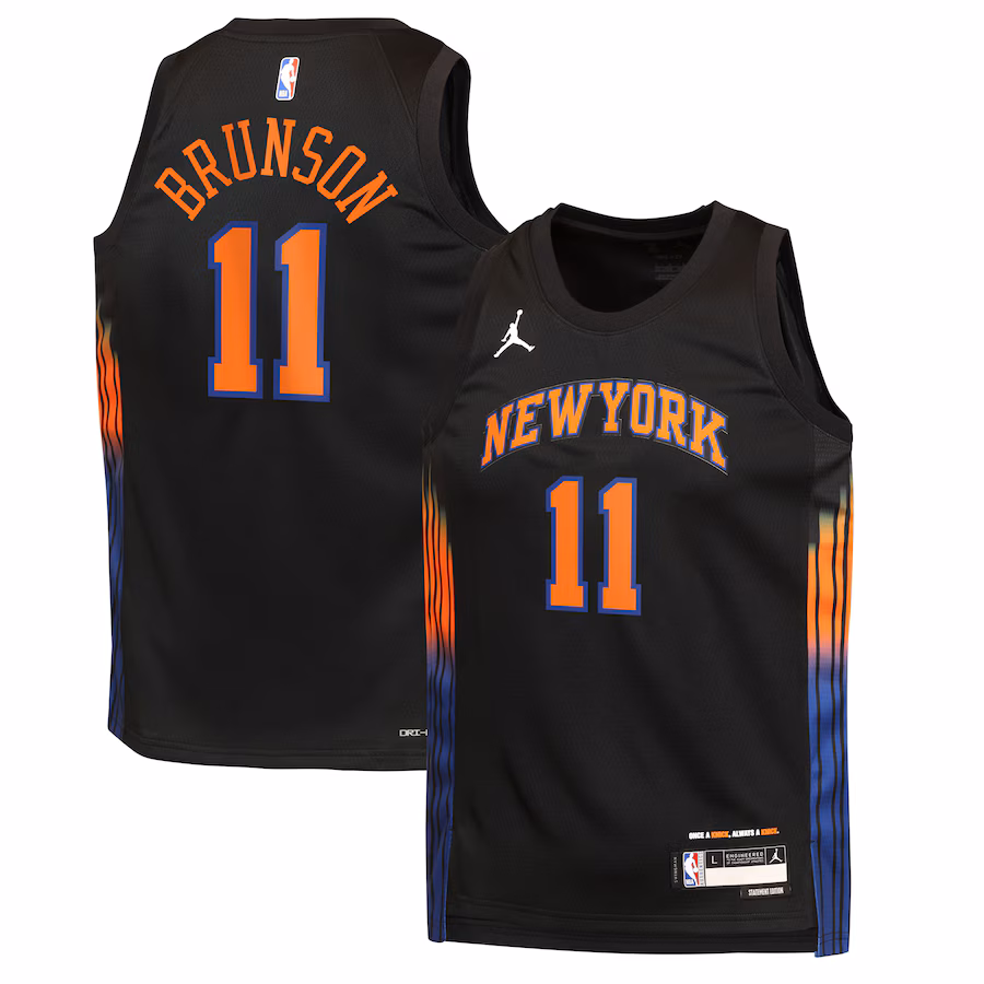 Youth New York Knicks Jalen Brunson Jordan Brand Black Swingman Jersey - Statement Edition