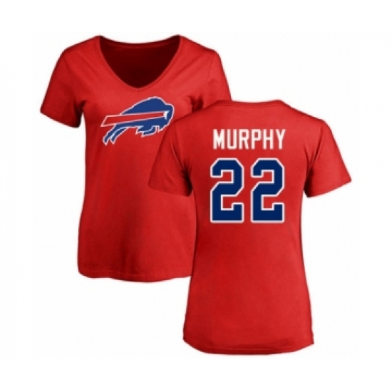 Football Women's Buffalo Bills #22 Marcus Murphy Red Name & Number Logo T-Shirt
