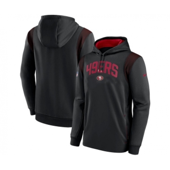 Mens San Francisco 49ers Black Sideline Stack Performance Pullover Hoodie