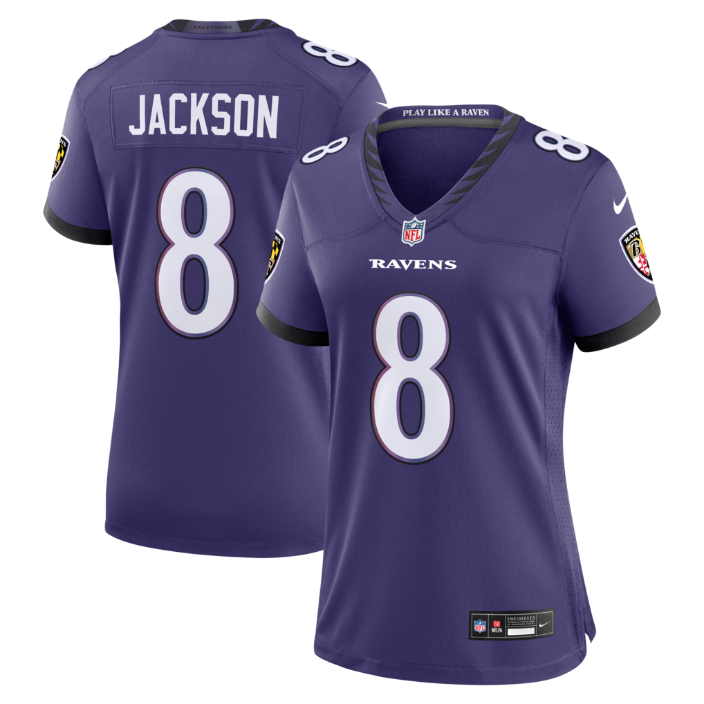 Women's Baltimore Ravens Lamar Jackson Nike Purple Team Game Jersey