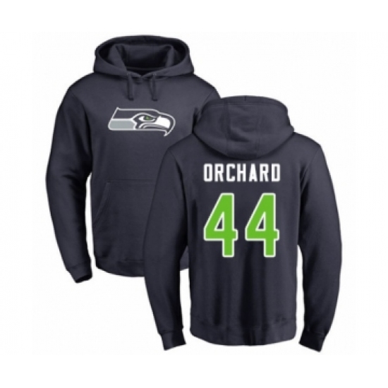 Football Seattle Seahawks #44 Nate Orchard Navy Blue Name & Number Logo Pullover Hoodie