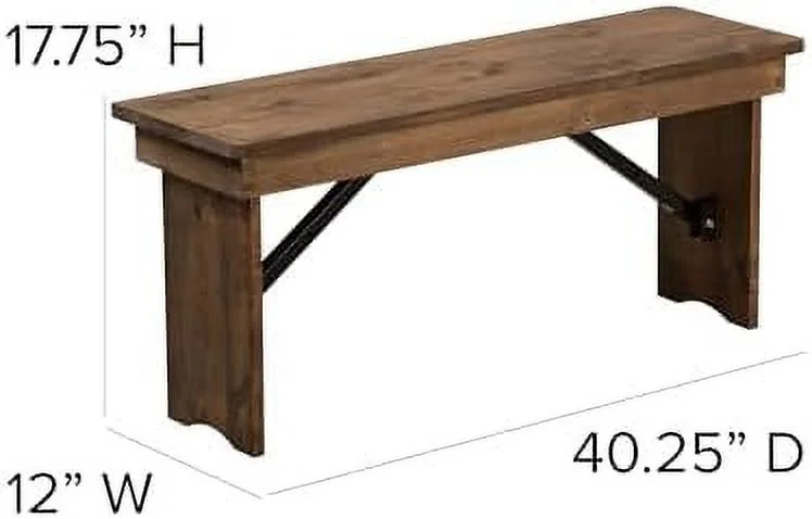 TJCGDTY Tinsley 40" x 12" Mahogany Solid Pine Folding Farmhouse Style Bench - Curated Treasures Market