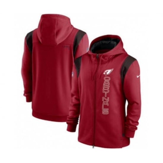 Men's Arizona Cardinals 2021 Scarlet Sideline Team Performance Full-Zip Hoodie