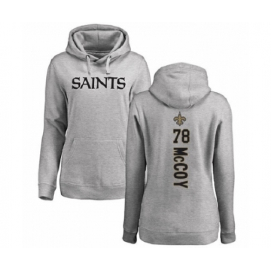 Football Women's New Orleans Saints #78 Erik McCoy Ash Backer Pullover Hoodie