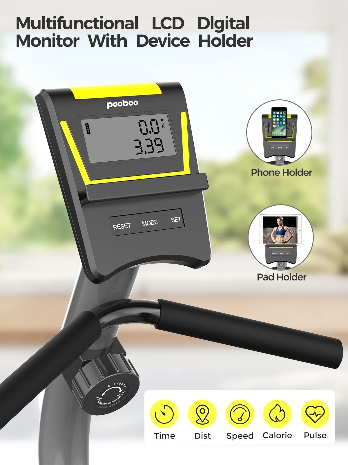 Pooboo Recumbent Exercise Bike Stationary Belt Drive Indoor Cycling Bikes for Home Cardio Workout Training 380lb