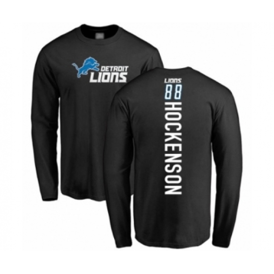 Football Detroit Lions #88 T.J. Hockenson Black Backer Long Sleeve T-Shirt