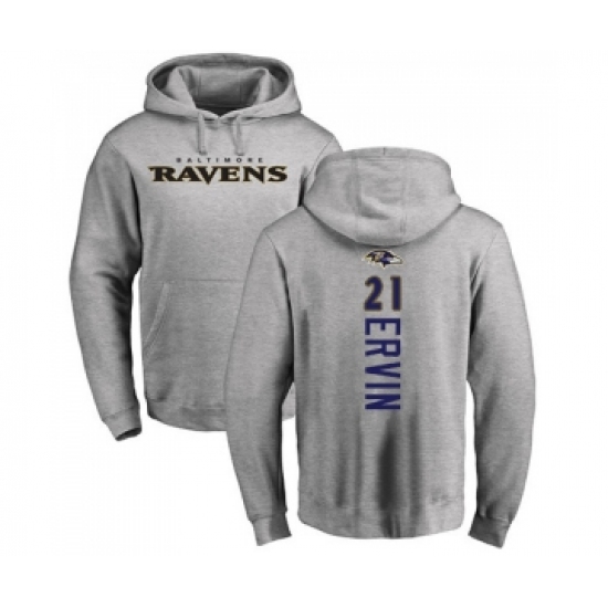 Football Baltimore Ravens #21 Tyler Ervin Ash Backer Pullover Hoodie