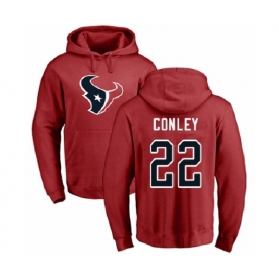 Football Houston Texans #22 Gareon Conley Red Name & Number Logo Pullover Hoodie
