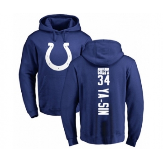 Football Indianapolis Colts #34 Rock Ya-Sin Royal Blue Backer Pullover Hoodie