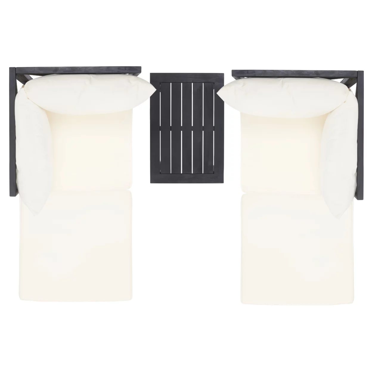 SAFAVIEH Ronson Outdoor Patio 5 Pc Chat Set, Dark Slate Grey/Beige - Curated Treasures Market