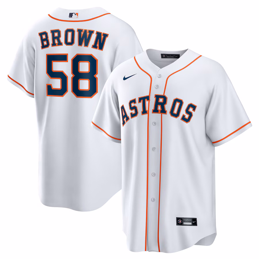 Men's Houston Astros Hunter Brown Nike White Home Replica Jersey