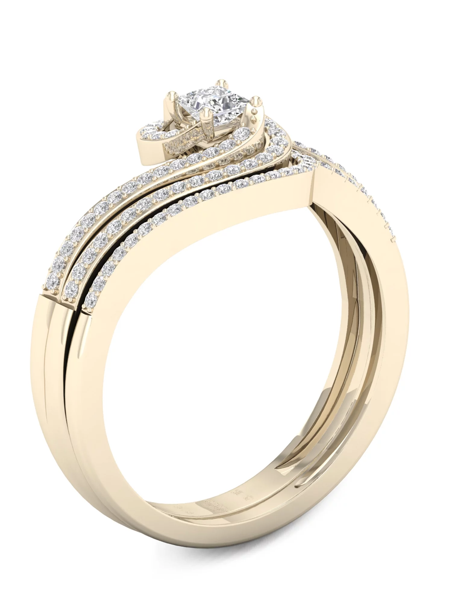 Imperial 3/8Ct TDW Diamond 10k Yellow Gold Swirl Bypass Bridal Set (H-I, I2) - Curated Treasures Market