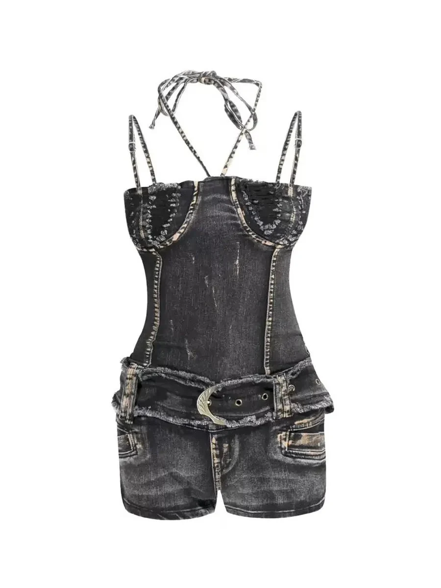 'Badlands' Grunge Streetstyle Distressed Denim Bodysuit