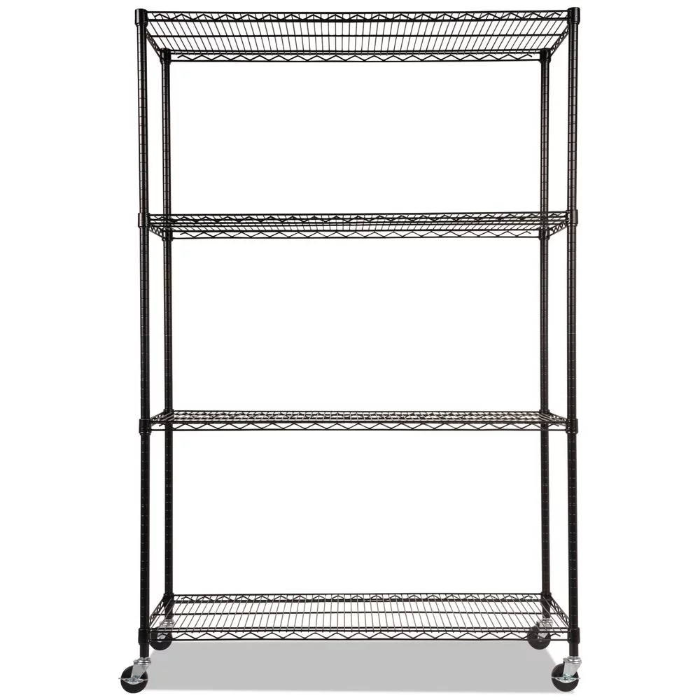 Alera Complete Wire Shelving Unit with Casters, Four-Shelf, 48