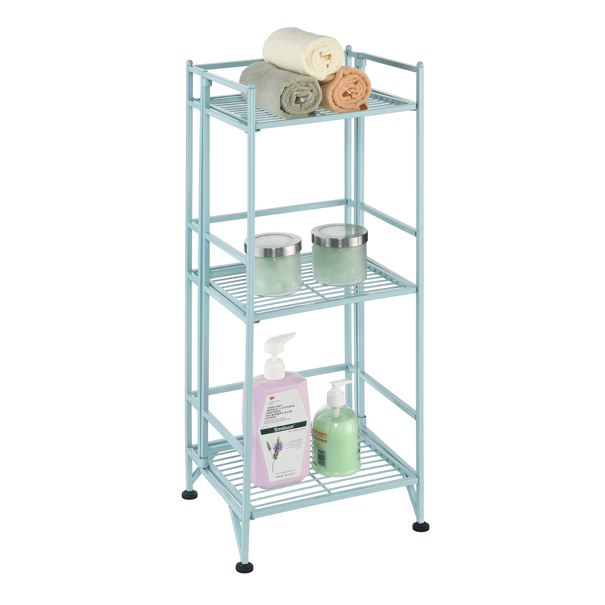 Convenience Concepts Xtra Storage 3 Tier Folding Metal Shelf, Sea Foam - Curated Treasures Market