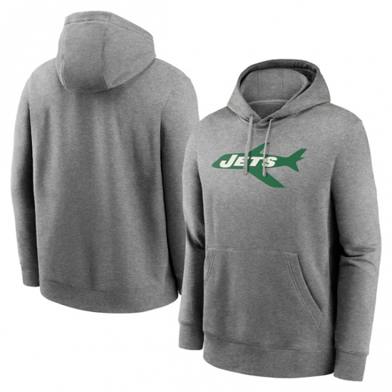 Men's New York Jets Heather Gray Primary Logo Long Sleeve Hoodie