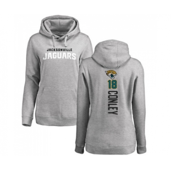 Football Women's Jacksonville Jaguars #18 Chris Conley Ash Backer Pullover Hoodie