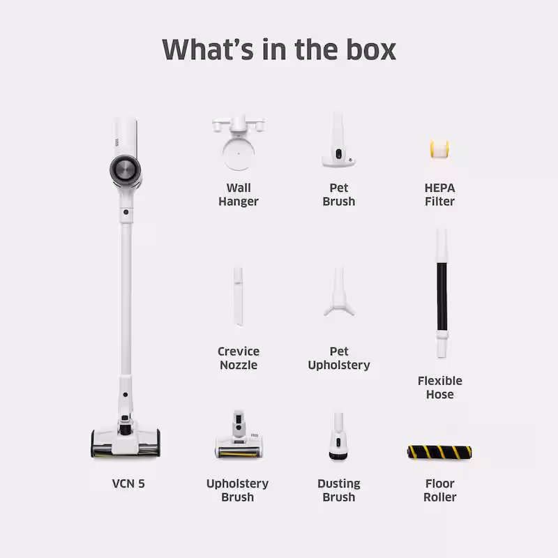 VCN 5 Bagless, Cordless Vacuum Cleaner - Lightweight Stick Vacuum + Handheld Vacuum, 3-Speed Power Control, HEPA Filter