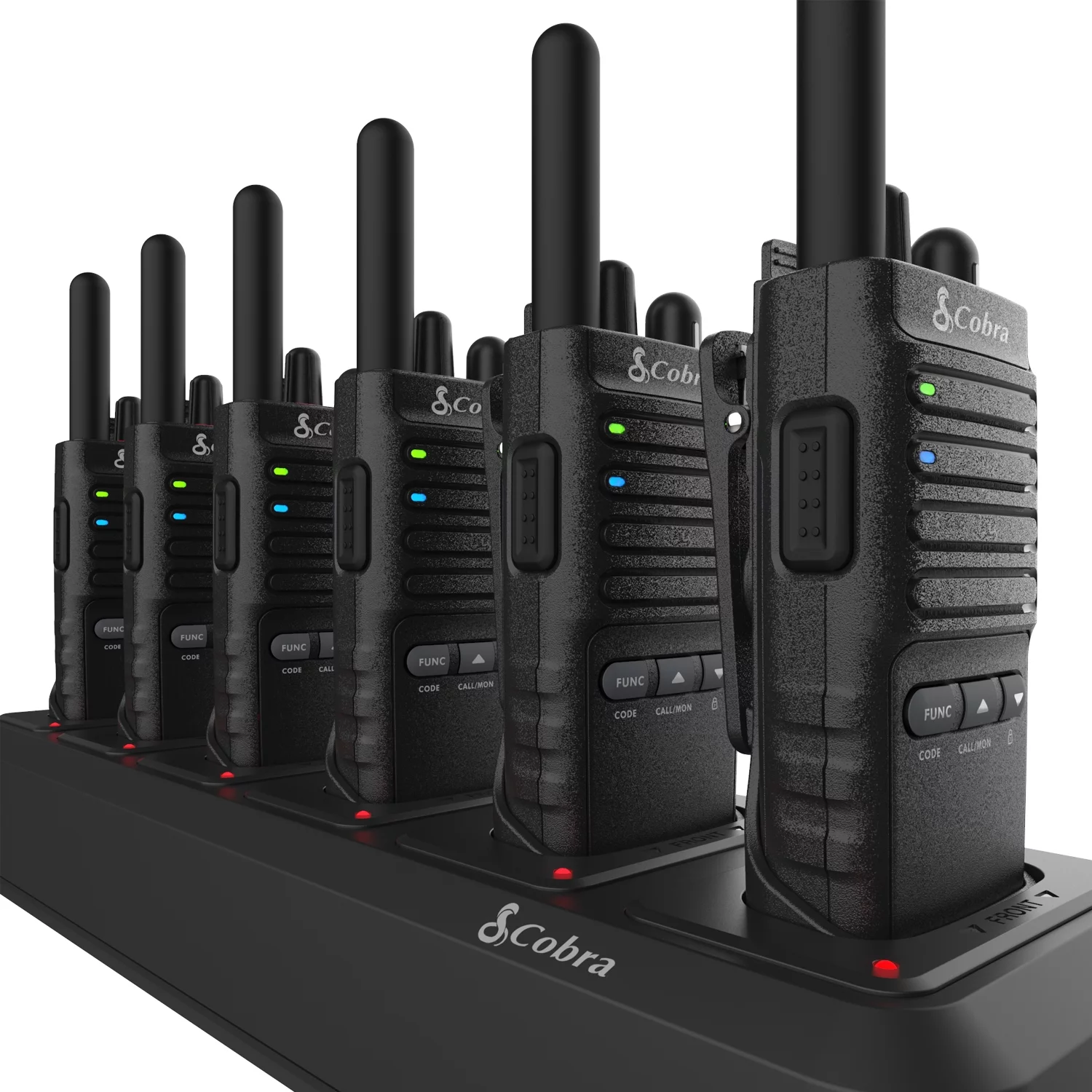 Cobra PX655 Pro Business 2W FRS Two-Way Radios (6-Pack) & Charging Dock, Business Walkie Talkies up to 300,000 Sq ft. & 25 Floors, 22 Channels, Unlimited Expandability