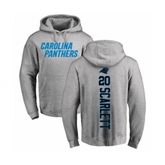 Football Carolina Panthers #20 Jordan Scarlett Ash Backer Pullover Hoodie