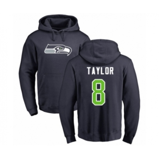 Football Seattle Seahawks #8 Jamar Taylor Navy Blue Name & Number Logo Pullover Hoodie