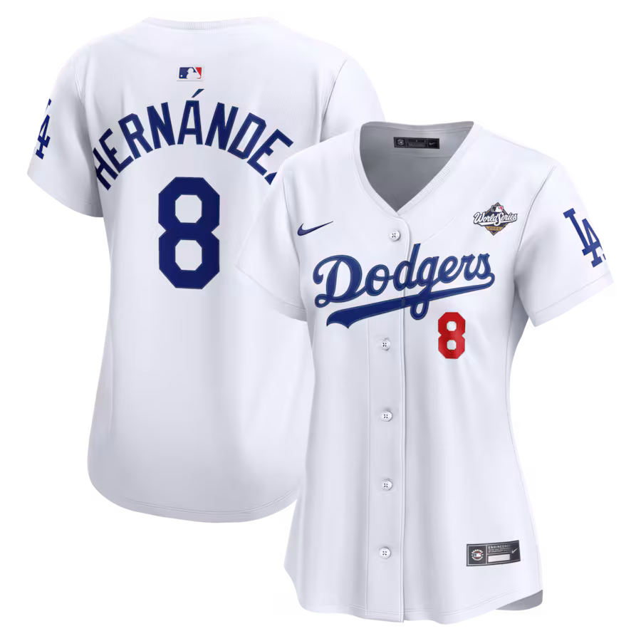 Women's Los Angeles Dodgers Enrique Hernández Nike White 2025 World Series Home Limited Jersey