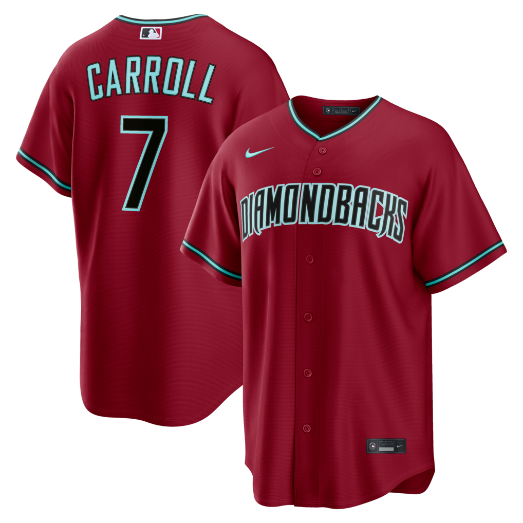 Men's Arizona Diamondbacks Corbin Carroll Nike Crimson Alternate 2 Replica Jersey