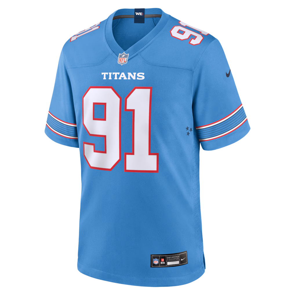 Men's Tennessee Titans Franklin-Myers Nike Light Blue Vapor F.U.S.E. Stitched Limited Jersey