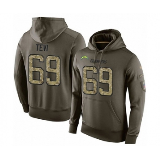 Football Los Angeles Chargers #69 Sam Tevi Green Salute To Service Men's Pullover Hoodie