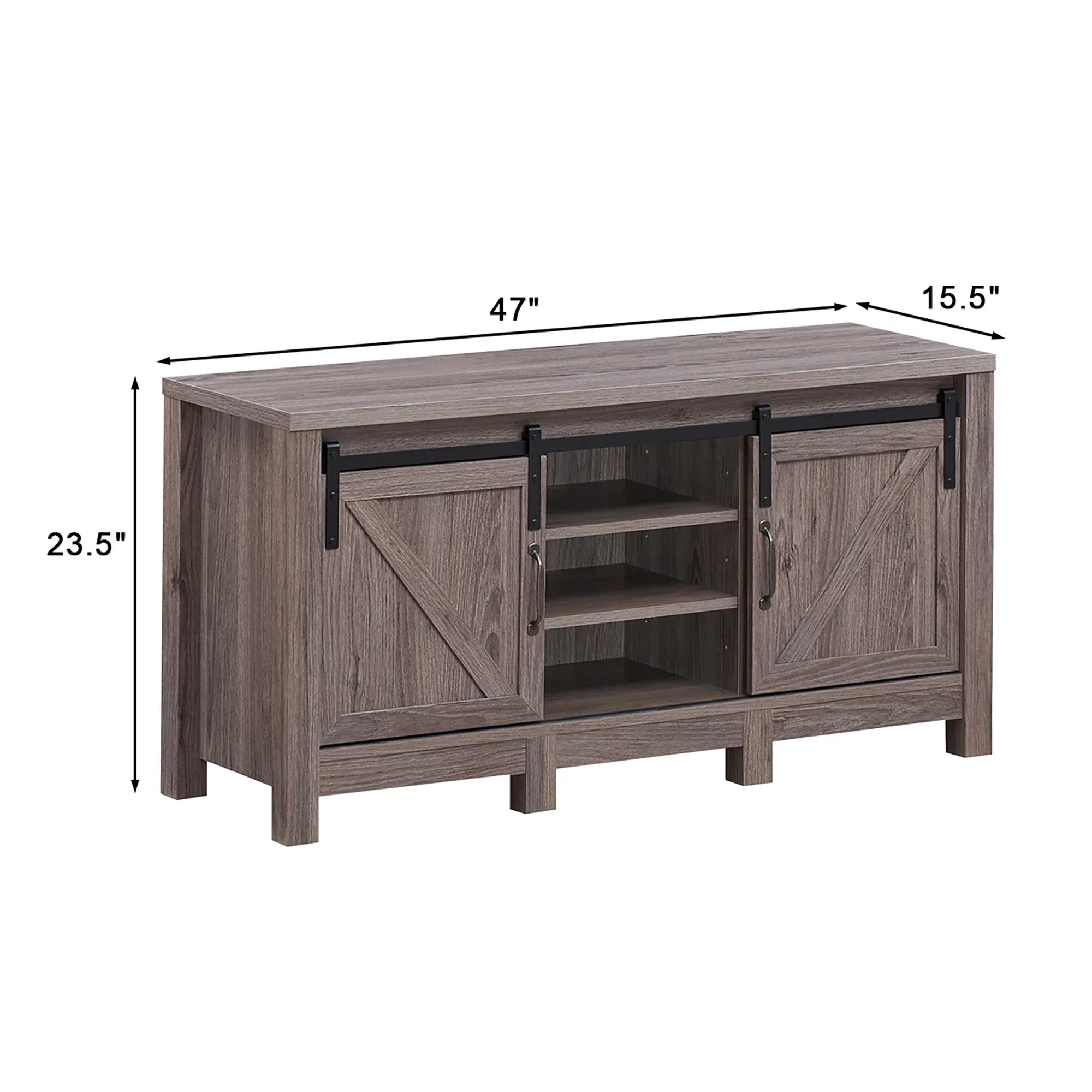Costway TV Stand Sliding Barn Door Entertainment Center for TV's up to 55'' with Storage