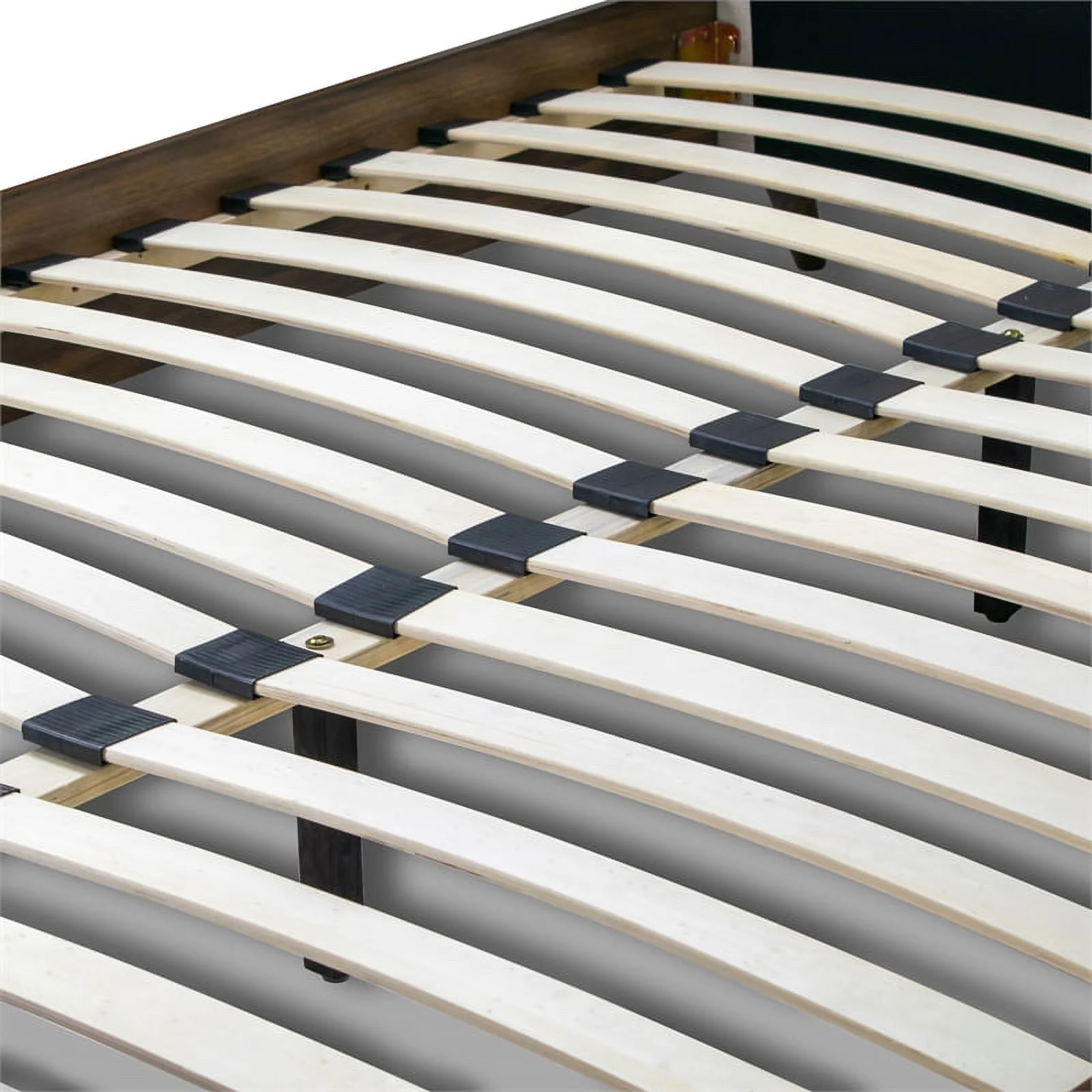 Glamour Home Arlo Fabric Queen Bed with Wings and Button Tufting in Blue