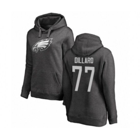 Women's Philadelphia Eagles #77 Andre Dillard Ash One Color Pullover Hoodie