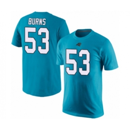 Football Men's Carolina Panthers #53 Brian Burns Blue Rush Pride Name & Number T-Shirt
