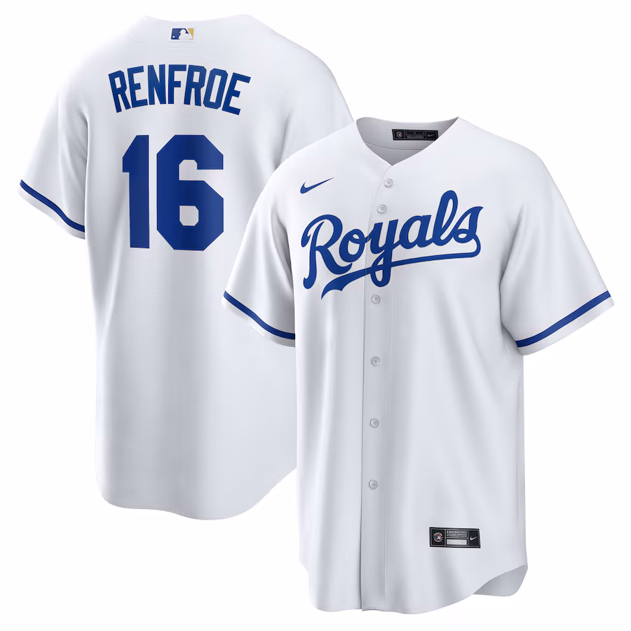 Men's Kansas City Royals Hunter Renfroe Nike White Home Replica Jersey