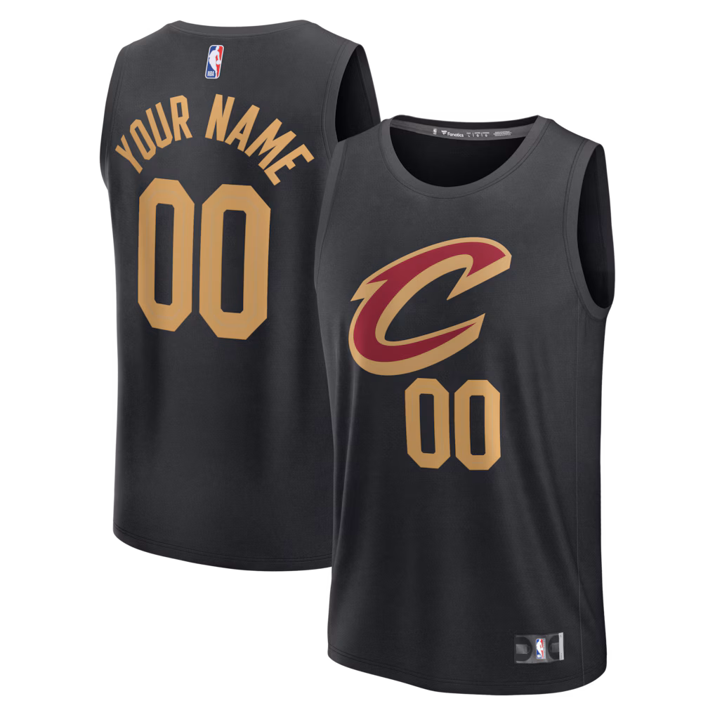 Youth Cleveland Cavaliers Fanatics Black Fastbreak Custom Jersey - Statement Edition