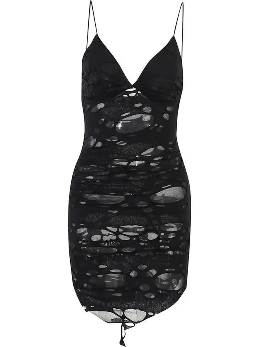 'Rip The Night' Dark Ripped Cami Dress