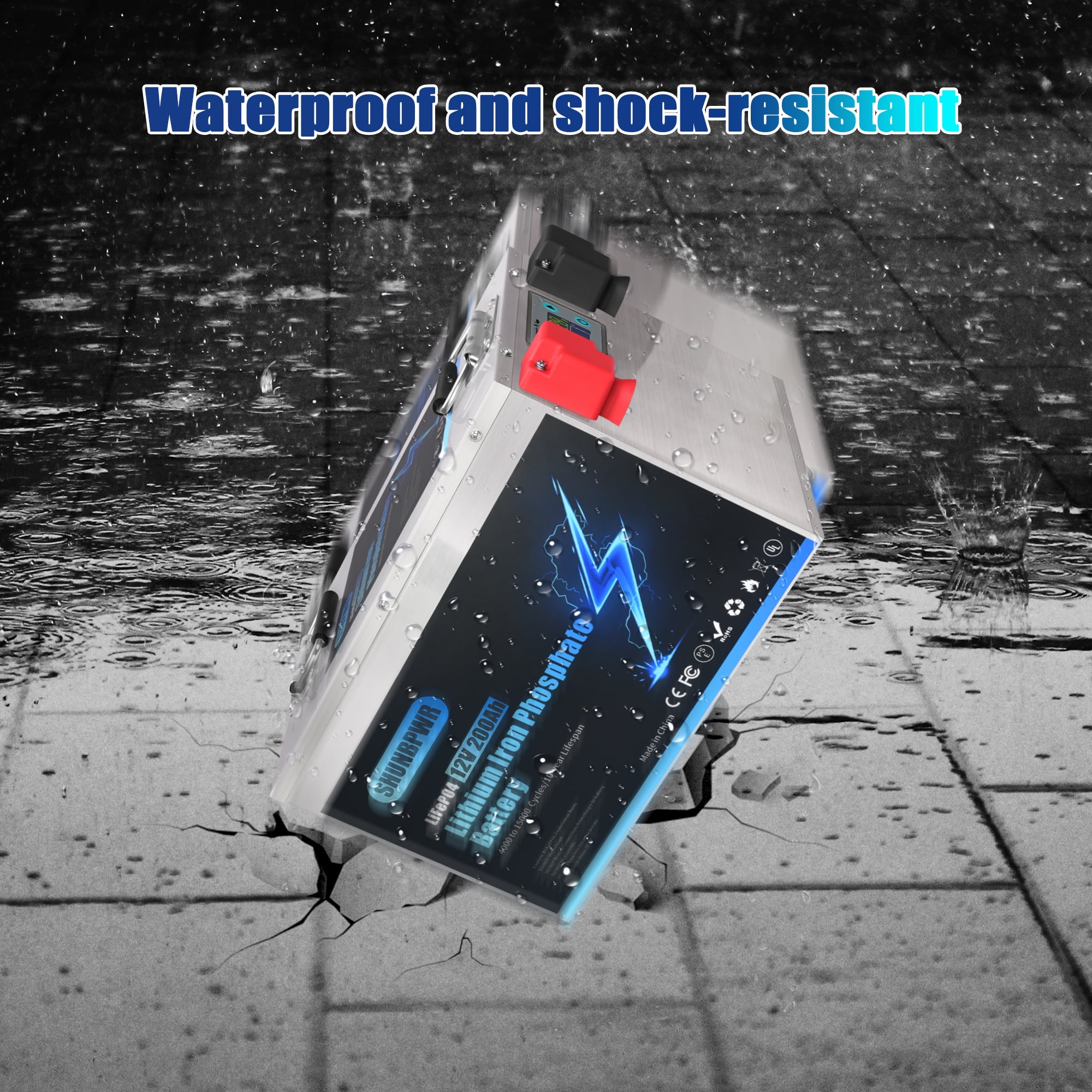 SHUNBPWR Lifepo4 12V 200Ah 2560Wh Lithium Battery Built-in 200A BMS Low Temperature Charging 15000+ Deep Cycle Battery for RV Trolling Motor Solar Golf Cart Backup power system - Curated Treasures Market