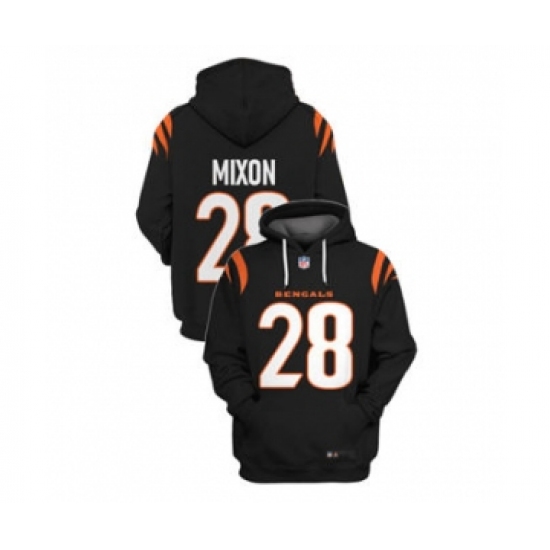 Men's Cincinnati Bengals #28 Joe Mixon 2021 Black Pullover Football Hoodie