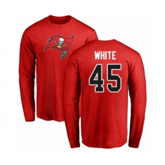 Football Tampa Bay Buccaneers #45 Devin White Red Name & Number Logo Long Sleeve T-Shirt