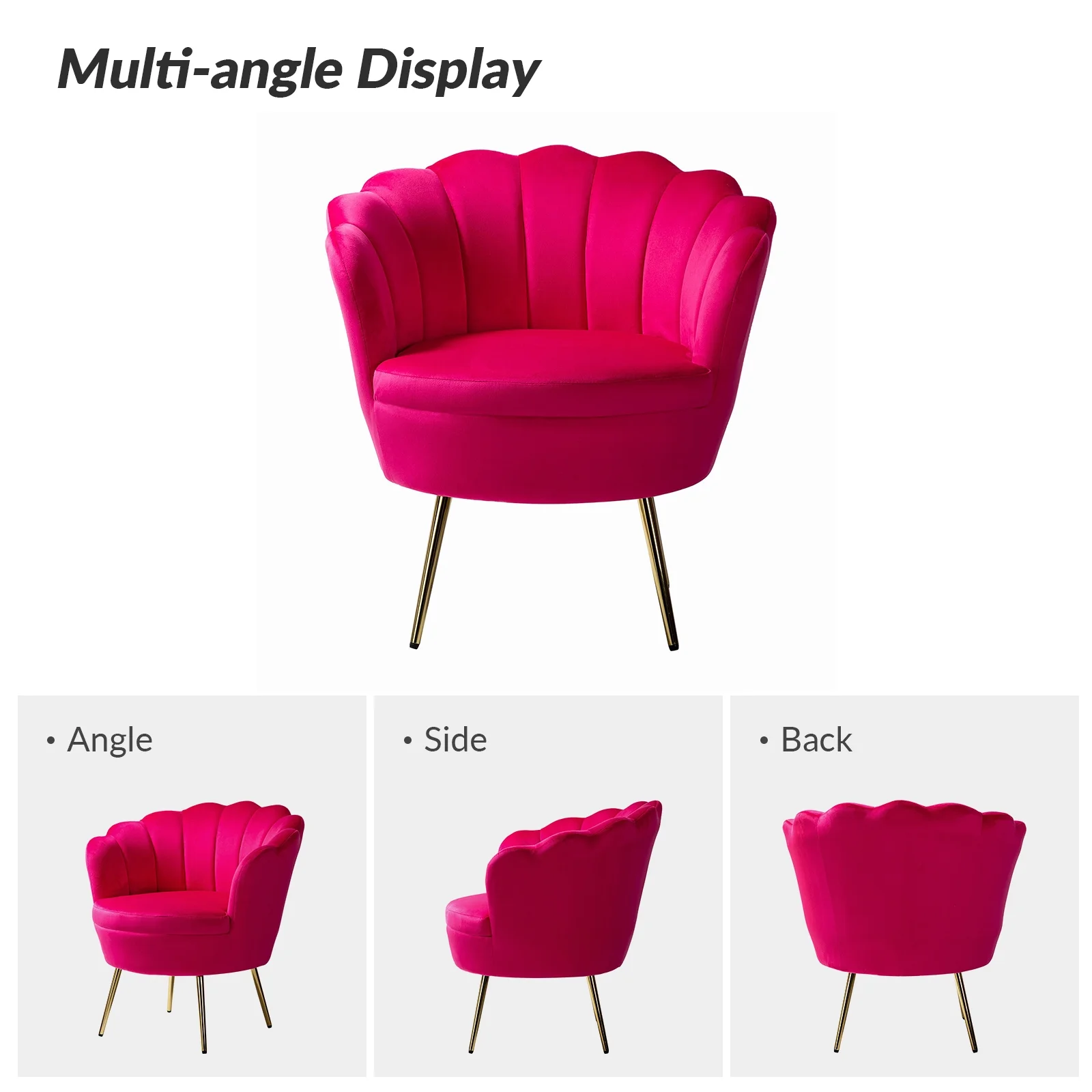 Seashell Upholstery Armchair Velvet Lounge Barrel Chair Gold Legs Home Living Room Bedroom - Curated Treasures Market