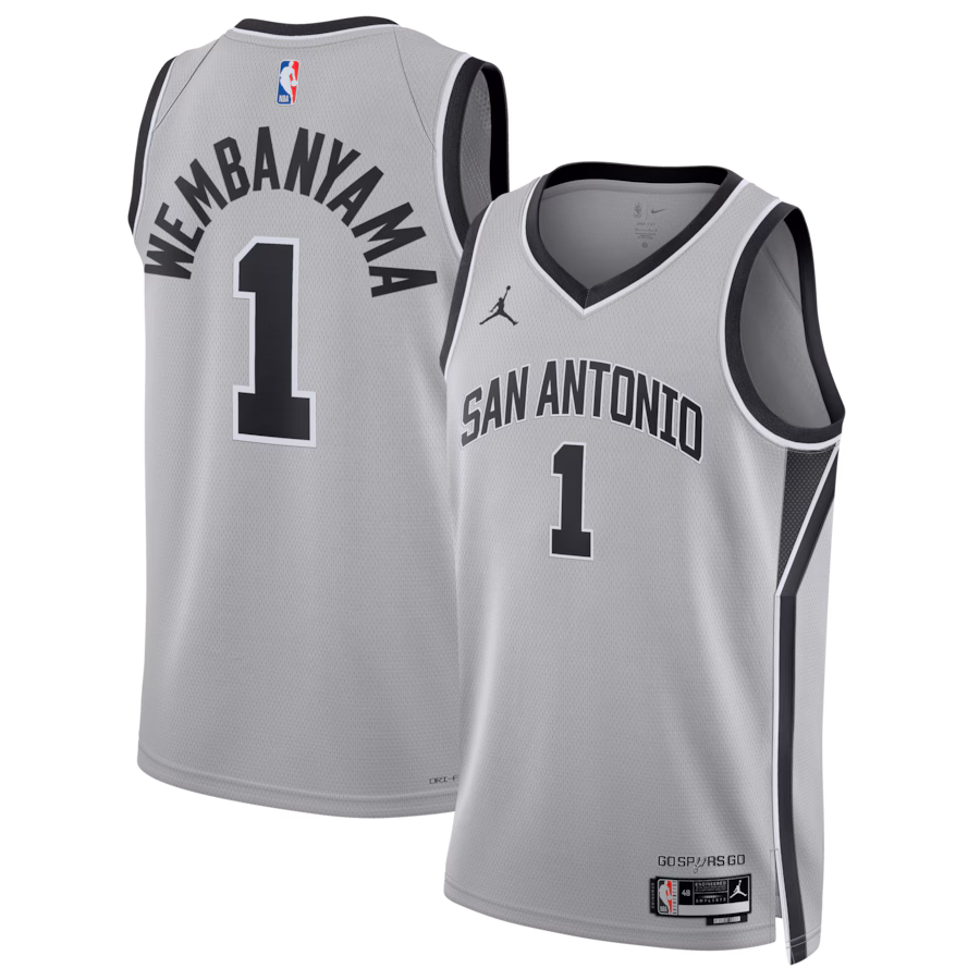 Unisex San Antonio Spurs Victor Wembanyama Jordan Brand Silver Swingman Jersey - Statement Edition