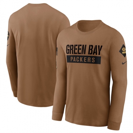 Men's Green Bay Packers 2023 Brown Salute To Service Long Sleeve T Shirt